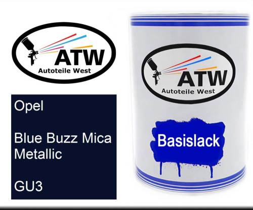 Opel, Blue Buzz Mica Metallic, GU3: 500ml Lackdose, von ATW Autoteile West.